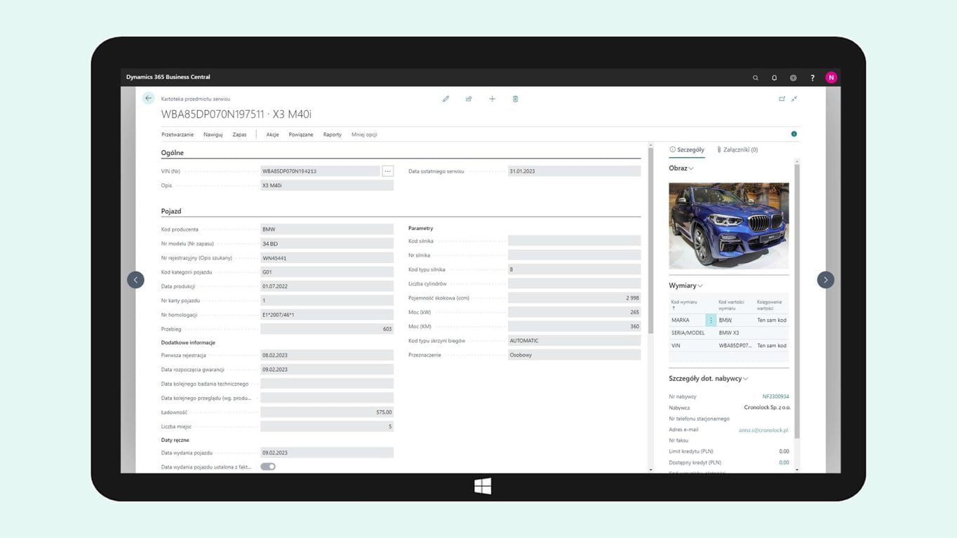 widok Dealer Managment System dla dilerów