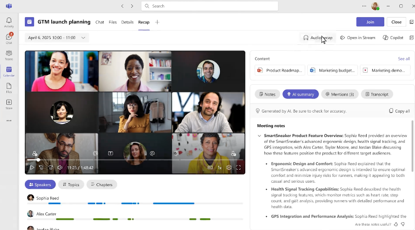 głosowe podsumowania teams